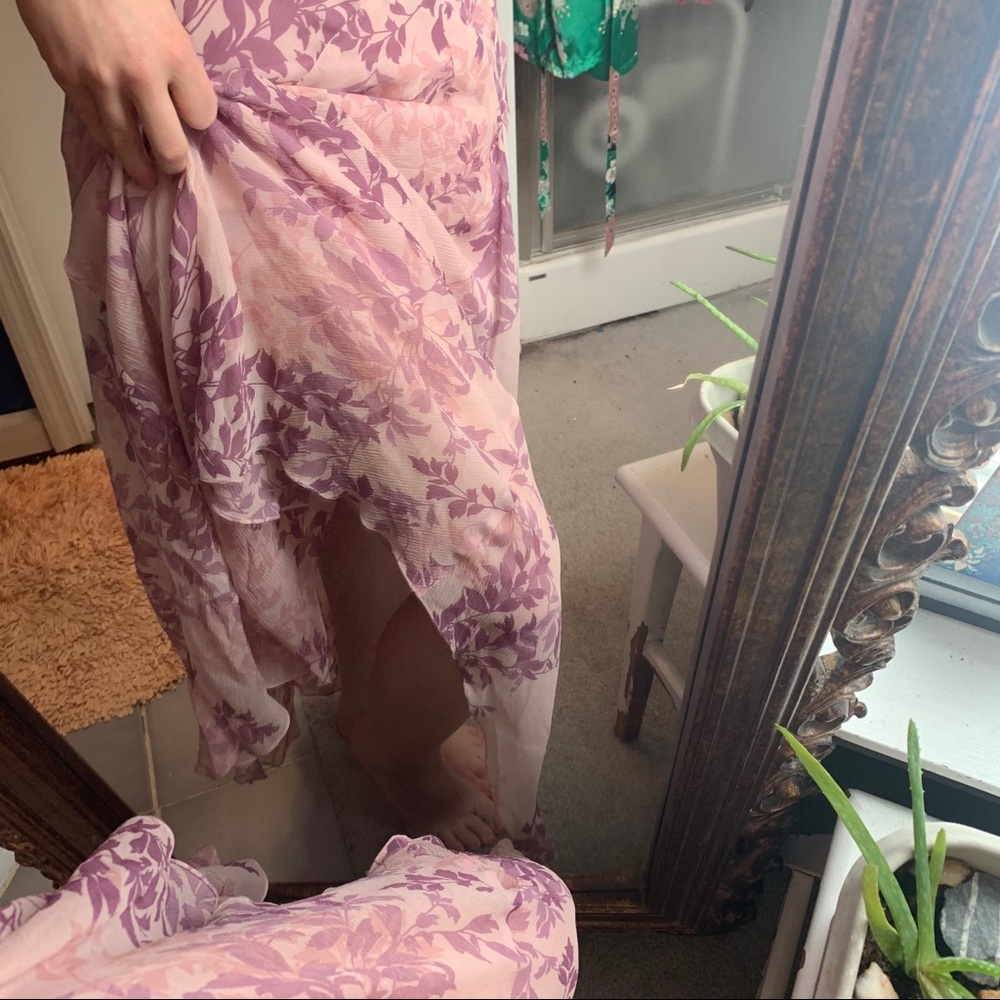 Jones NY silk floral flutter maxi dress pink lilac - Picture 4 of 12
